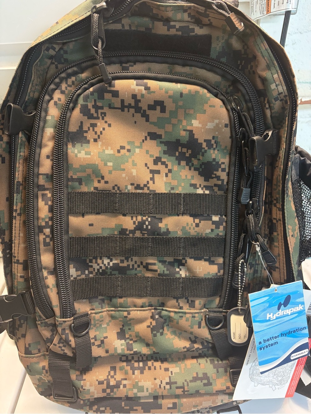 Hydrapak Compatible Men’s Tactical Backpack in Digital Camo